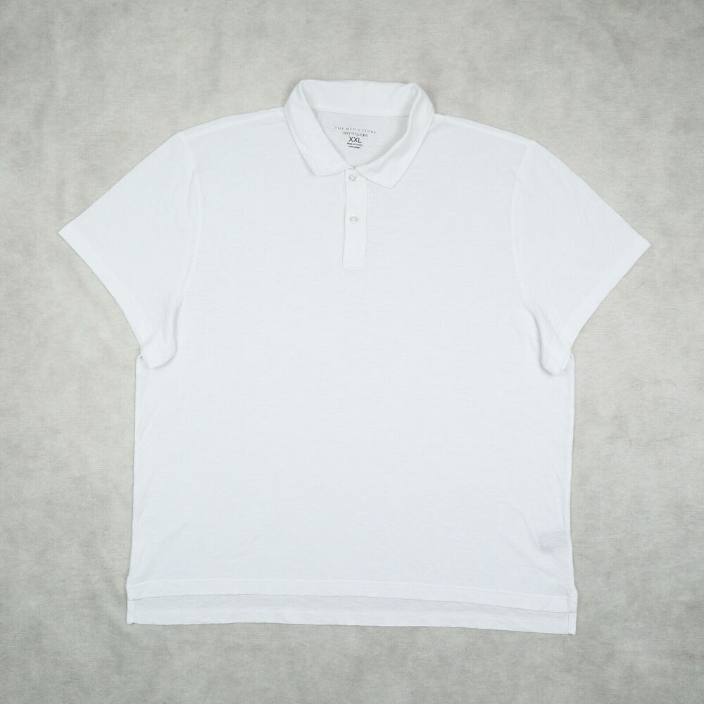 The Men's Store Cotton Slub Polo Shirt White Size 2XL